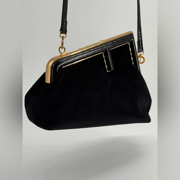 Fendi Zucca FF Black Velvet Evening Bag - Picture 4 of 13
